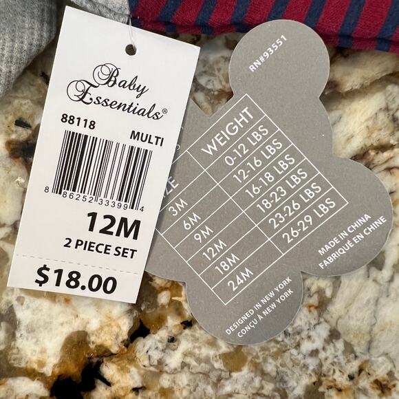 NWT Baby Essentials Navy & Grey Thanksgiving/Football Shirt & Pants - SIZE 12M - Picture 7 of 7